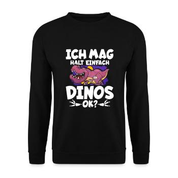 Ich Mag Halt Einfach Dinos Ok - Unisex Pullover - Schwarz - Vorne - Alina (178cm) & Michal (187cm)