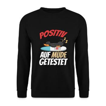 Positiv Auf Müde Getestet Dackel - Unisex Pullover - Schwarz - Vorne - Alina (178cm) & Michal (187cm)
