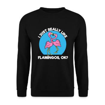 Flamingo Lustig Party Geschenk - Unisex Pullover - Schwarz - Vorne - Alina (178cm) & Michal (187cm)