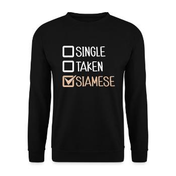 Siamesische Katze Geschenke - Unisex Pullover - Schwarz - Vorne - Alina (178cm) & Michal (187cm)