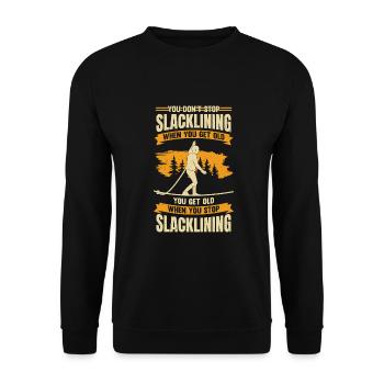 Slacklining Old Man Slackline Slackliner Gift - Unisex Sweatshirt - black - Front - Alina (178cm) & Michal (187cm)