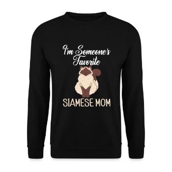 Siamesische Katze Geschenke - Unisex Pullover - Schwarz - Vorne - Alina (178cm) & Michal (187cm)