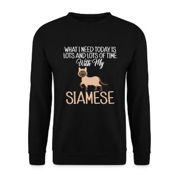 Geschenke zum Suchbegriff: "Siamkatze" - Unisex Pullover - Schwarz - Vorne - Alina (178cm) & Michal (187cm)