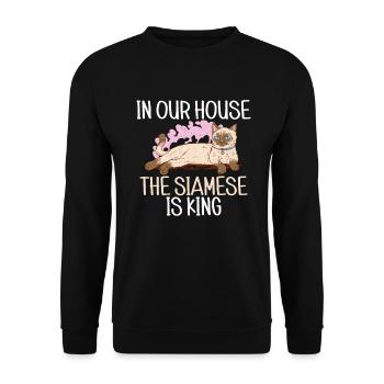 Geschenke zum Suchbegriff: "Siamkatze" - Unisex Pullover - Schwarz - Vorne - Alina (178cm) & Michal (187cm)