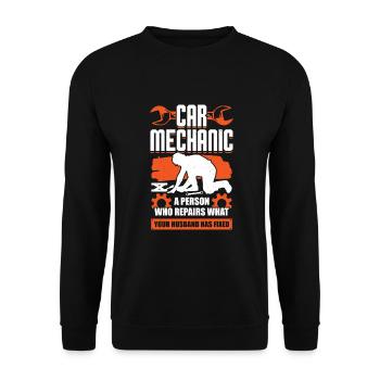 Funny Automotive Car Mechanic Gift - Unisex Pullover - Schwarz - Vorne - Alina (178cm) & Michal (187cm)