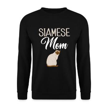 Siamesische Katze Geschenke - Unisex Pullover - Schwarz - Vorne - Alina (178cm) & Michal (187cm)
