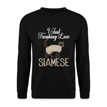 Geschenke zum Suchbegriff: "Siamkatze" - Unisex Pullover - Schwarz - Vorne - Alina (178cm) & Michal (187cm)