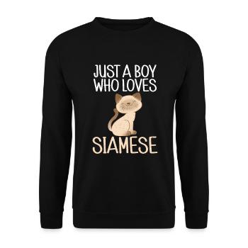 Siamesische Katze Geschenke - Unisex Pullover - Schwarz - Vorne - Alina (178cm) & Michal (187cm)