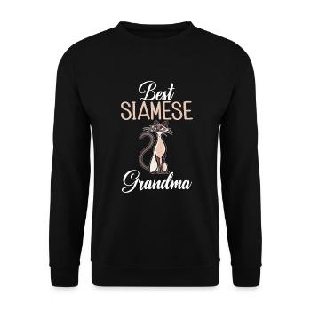 Siamesische Katze Geschenke - Unisex Pullover - Schwarz - Vorne - Alina (178cm) & Michal (187cm)