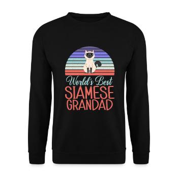 Siamesische Katze Geschenke - Unisex Pullover - Schwarz - Vorne - Alina (178cm) & Michal (187cm)