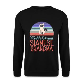 Siamesische Katze Geschenke - Unisex Pullover - Schwarz - Vorne - Alina (178cm) & Michal (187cm)