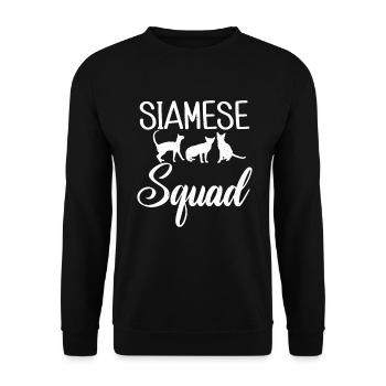Siamesische Katze Geschenke - Unisex Pullover - Schwarz - Vorne - Alina (178cm) & Michal (187cm)