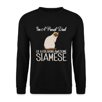 Siamesische Katze Geschenke - Unisex Pullover - Schwarz - Vorne - Alina (178cm) & Michal (187cm)