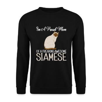 Siamesische Katze Geschenke - Unisex Pullover - Schwarz - Vorne - Alina (178cm) & Michal (187cm)