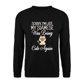 Cadeaux de chat siamois - Sweat-shirt Unisexe - noir - Devant - Alina (178cm) & Michal (187cm)