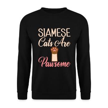 Siamesische Katze Geschenke - Unisex Pullover - Schwarz - Vorne - Alina (178cm) & Michal (187cm)