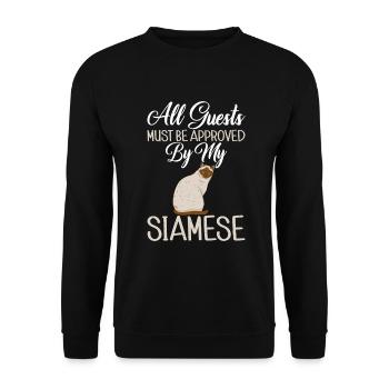 Siamesische Katze Geschenke - Unisex Pullover - Schwarz - Vorne - Alina (178cm) & Michal (187cm)