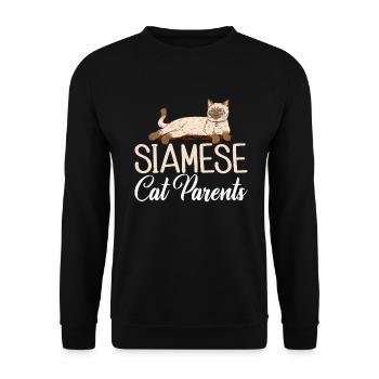 Siamesische Katze Geschenke - Unisex Pullover - Schwarz - Vorne - Alina (178cm) & Michal (187cm)