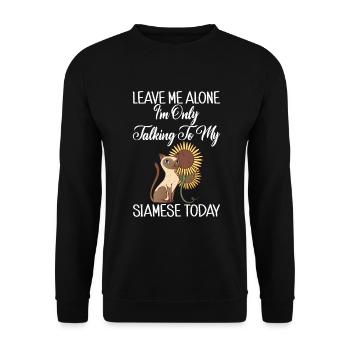 Siamesische Katze Geschenke - Unisex Pullover - Schwarz - Vorne - Alina (178cm) & Michal (187cm)