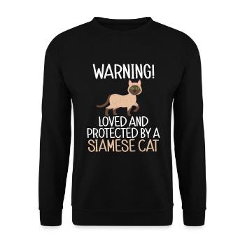 Siamesische Katze Geschenke - Unisex Pullover - Schwarz - Vorne - Alina (178cm) & Michal (187cm)
