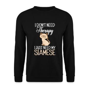 Siamesische Katze Geschenke - Unisex Pullover - Schwarz - Vorne - Alina (178cm) & Michal (187cm)