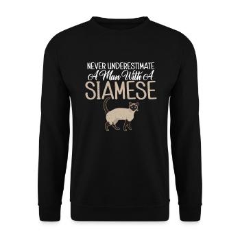 Siamesische Katze Geschenke - Unisex Pullover - Schwarz - Vorne - Alina (178cm) & Michal (187cm)
