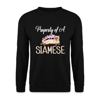 Siamesische Katze Geschenke - Unisex Pullover - Schwarz - Vorne - Alina (178cm) & Michal (187cm)