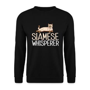 Siamesische Katze Geschenke - Unisex Pullover - Schwarz - Vorne - Alina (178cm) & Michal (187cm)