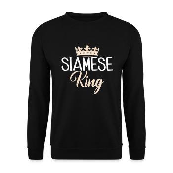 Siamesische Katze Geschenke - Unisex Pullover - Schwarz - Vorne - Alina (178cm) & Michal (187cm)