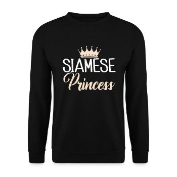 Siamesische Katze Geschenke - Unisex Pullover - Schwarz - Vorne - Alina (178cm) & Michal (187cm)