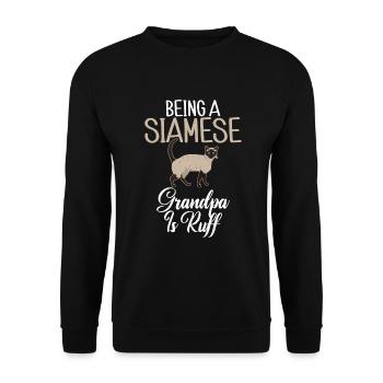 Siamesische Katze Geschenke - Unisex Pullover - Schwarz - Vorne - Alina (178cm) & Michal (187cm)