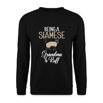Siamesische Katze Geschenke - Unisex Pullover - Schwarz - Vorne - Alina (178cm) & Michal (187cm)