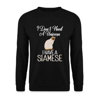 Siamesische Katze Geschenke - Unisex Pullover - Schwarz - Vorne - Alina (178cm) & Michal (187cm)