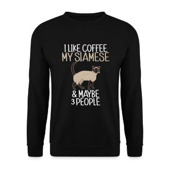 Siamesische Katze Geschenke - Unisex Pullover - Schwarz - Vorne - Alina (178cm) & Michal (187cm)