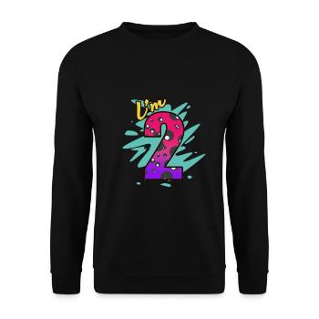 2. Geburtstag - Unisex Pullover - Schwarz - Vorne - Alina (178cm) & Michal (187cm)