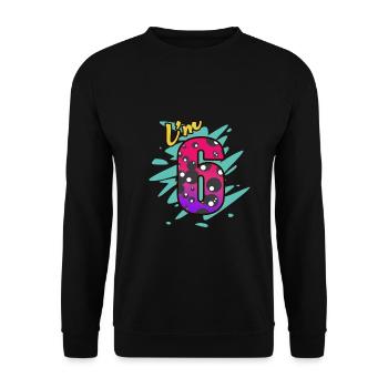 6th birthday - Unisex Sweatshirt - black - Front - Alina (178cm) & Michal (187cm)