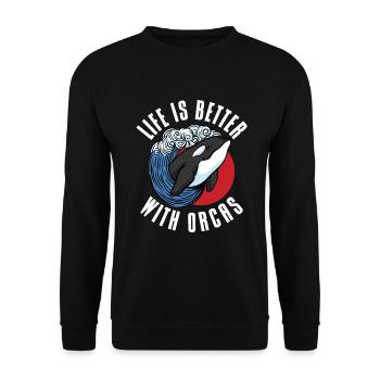 Orca Wal Geschenke - Unisex Pullover - Schwarz - Vorne - Alina (178cm) & Michal (187cm)