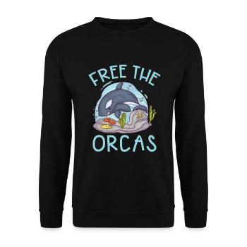 Cadeaux de baleines orques - Sweat-shirt Unisexe - noir - Devant - Alina (178cm) & Michal (187cm)