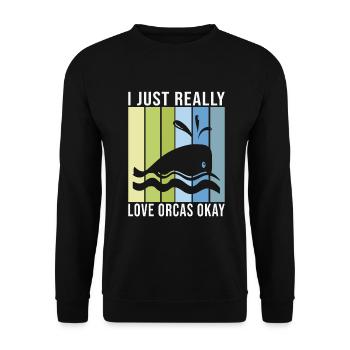 Orca Wal Geschenke - Unisex Pullover - Schwarz - Vorne - Alina (178cm) & Michal (187cm)