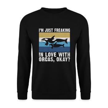 Orca Wal Geschenke - Unisex Pullover - Schwarz - Vorne - Alina (178cm) & Michal (187cm)