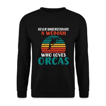 Orca Whale Gifts - Unisex Sweatshirt - black - Front - Alina (178cm) & Michal (187cm)