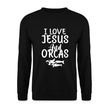 Orca Whale Gifts - Unisex Sweatshirt - black - Front - Alina (178cm) & Michal (187cm)