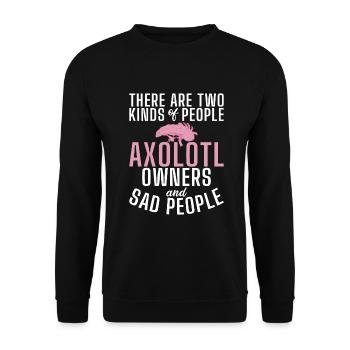 Axolotl Liebhaber Geschenke - Unisex Pullover - Schwarz - Vorne - Alina (178cm) & Michal (187cm)