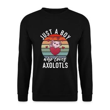 Axolotl Liebhaber Geschenke - Unisex Pullover - Schwarz - Vorne - Alina (178cm) & Michal (187cm)