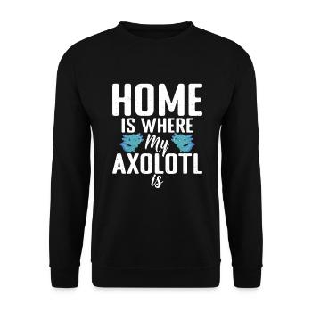 Axolotl Liebhaber Geschenke - Unisex Pullover - Schwarz - Vorne - Alina (178cm) & Michal (187cm)