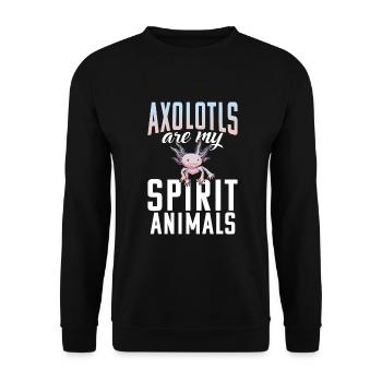 Axolotl Liebhaber Geschenke - Unisex Pullover - Schwarz - Vorne - Alina (178cm) & Michal (187cm)