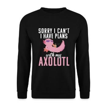 Axolotl Liebhaber Geschenke - Unisex Pullover - Schwarz - Vorne - Alina (178cm) & Michal (187cm)