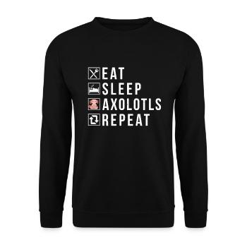 Axolotl Liebhaber Geschenke - Unisex Pullover - Schwarz - Vorne - Alina (178cm) & Michal (187cm)