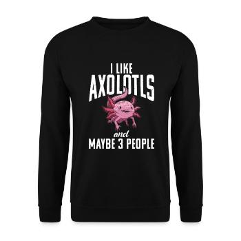 Axolotl Liebhaber Geschenke - Unisex Pullover - Schwarz - Vorne - Alina (178cm) & Michal (187cm)