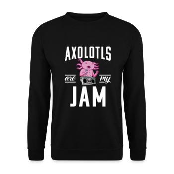 Axolotl Liebhaber Geschenke - Unisex Pullover - Schwarz - Vorne - Alina (178cm) & Michal (187cm)